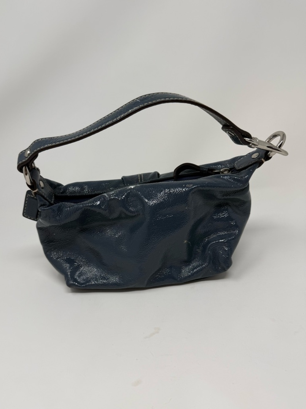 Coach Vintage Y2K Blue Patent Leather Hobo Mini Bag - Picture 5 of 16